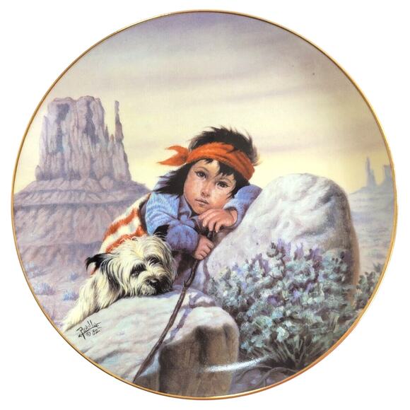 Artaffects Daydreamers Boy & Dog Perillo Children of Prairie Plate 8" #D1996 - Picture 1 of 7